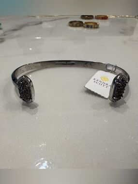 Kendra Scott Elton Silver Cuff Bracelet in Platinum Drusy